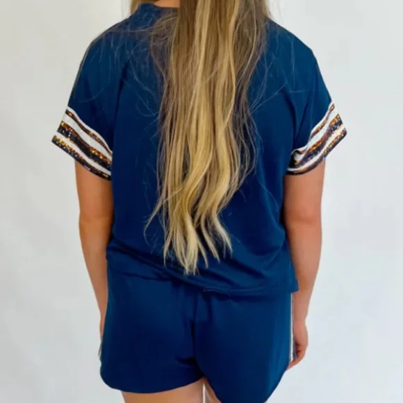 Mary Square Lauren Navy and Orange Casual Set - Picture 5 of 5